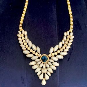 Egyptian Inspired Blue and Gold Statement Necklace